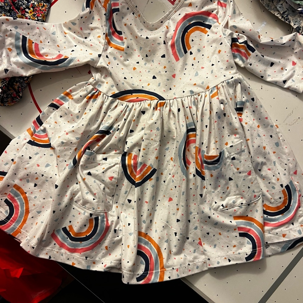 Rainbow Terrazzo Pocket Twirl Dress